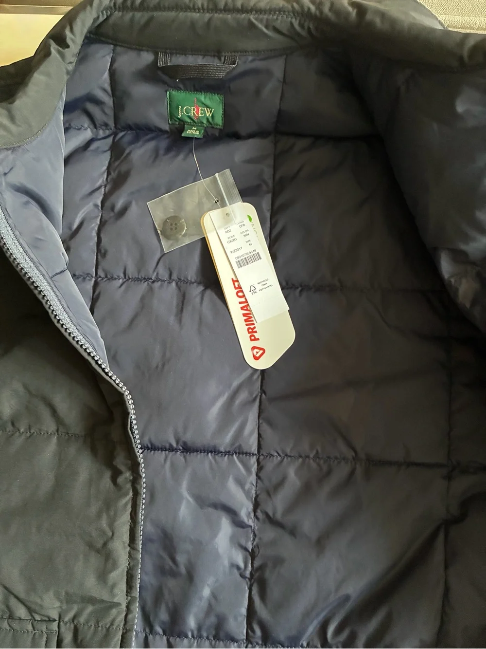 J. Crew Black Quilted Zip-Front Puffer Jacket
